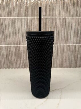 SIMPLE MODERN - Matte Black Studded Tumbler with Straw